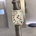 Copy Franck Muller Cintree Curvex White Dial Grey Leather Strap Ladies Watch